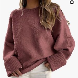 Mauve oversized knit fuzzy sweater, size S